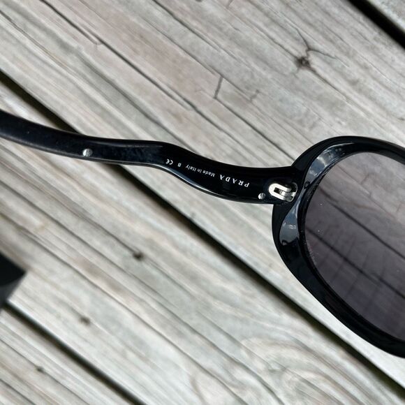 Prada SPR 08L Black Oversized Women Sunglasses - Picture 6 of 6